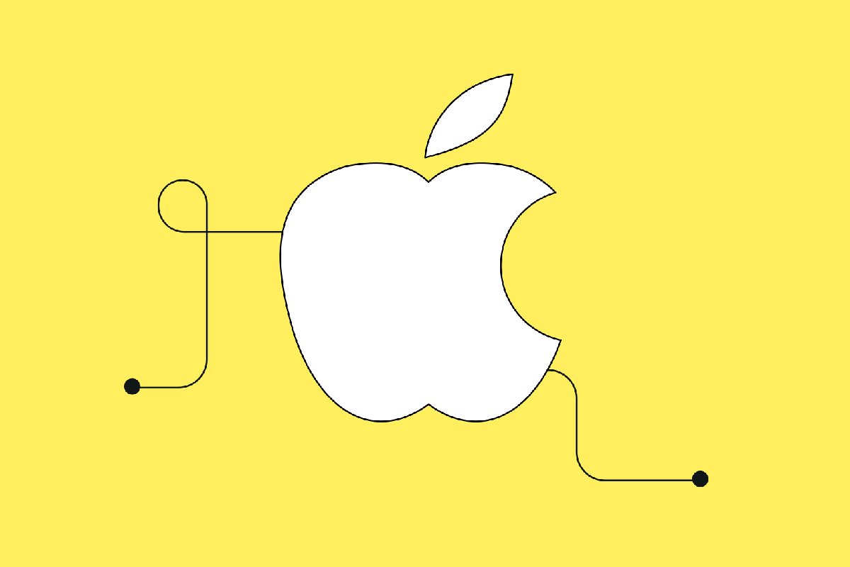apple logo on yellow background